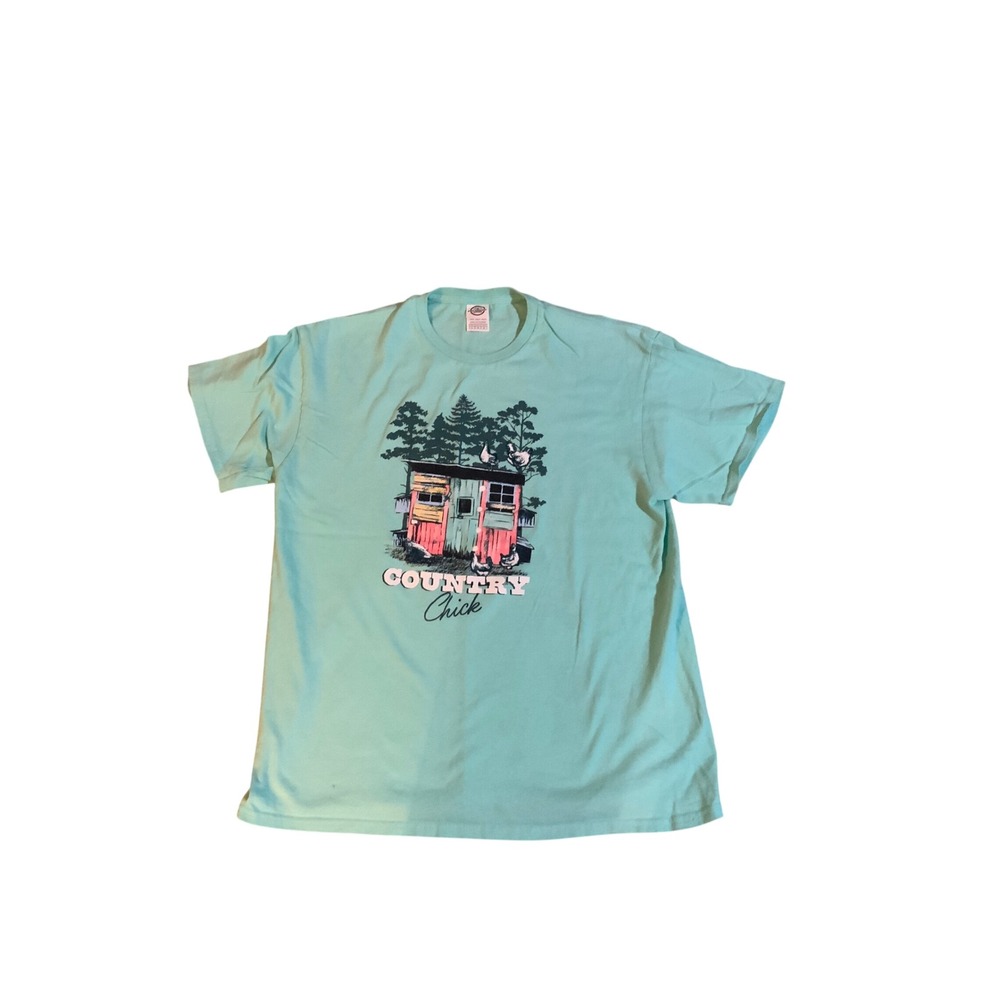 Delta Pro Weight Country Chick Graphic T-Shirt Mint Green Farmhouse Large